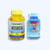 كيدوبين حلوي جيلية مدعمة بزيت السمك والأوميجا 120 قطعه +بيني بون حلوي جيلية مدعمة بالفيتامينات 60 قطعه - Nabda Egypt